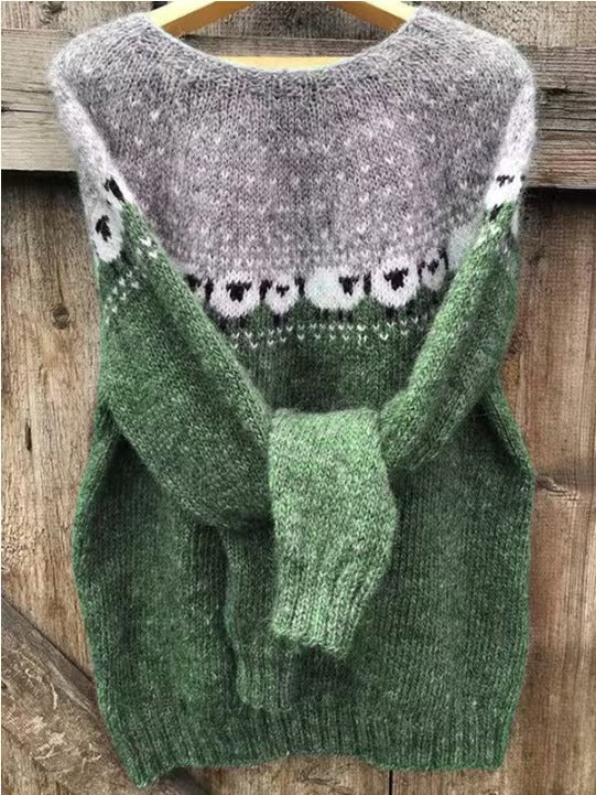 Damen nan Norwegerpullover aus Wollmix mit Rundhalsausschnitt und traditionellem Fair-Isle-Yoke Echo Archiv