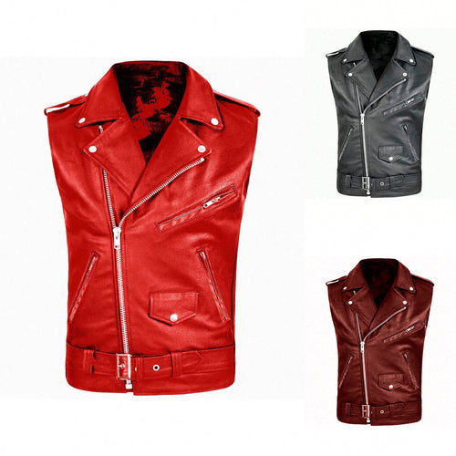 Herren stylische ärmellose Bikerjacke aus hochwertigem Leder Echoarchiv