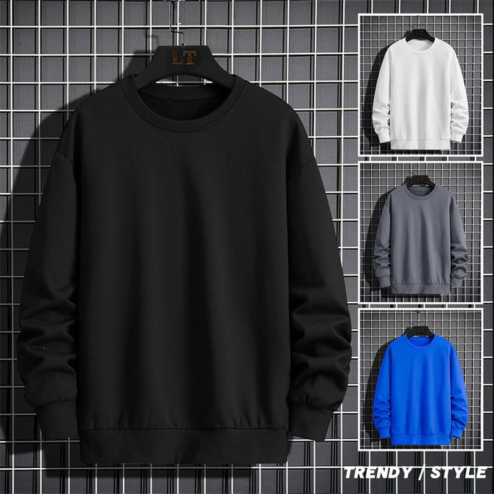 Herren Schlichtes Oversize Rundhals‑Sweatshirt aus schwerer Baumwollmischung mit gerippten Bündchen Echoarchiv