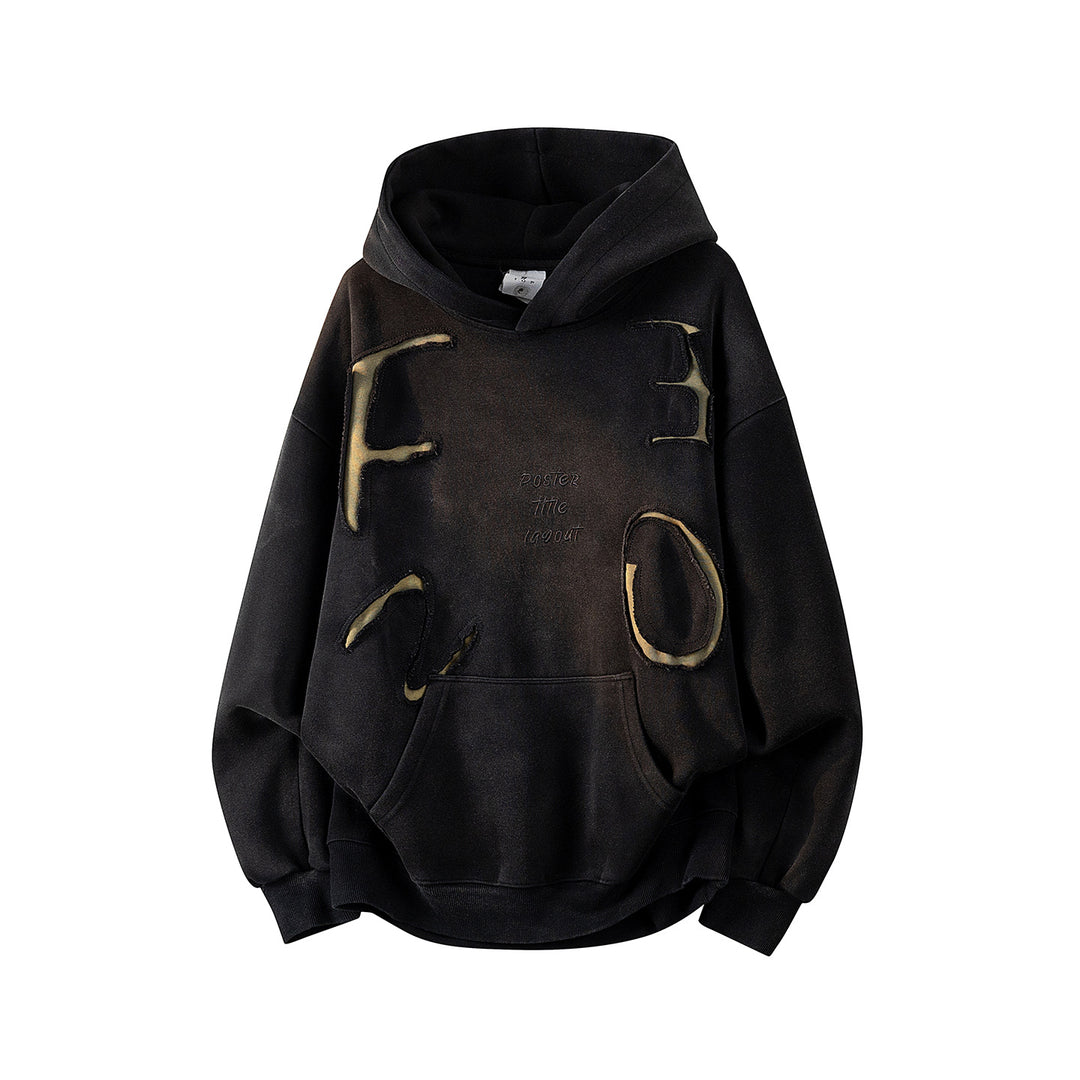 Unisex Oversize Kapuzenpullover mit handschriftlichem Grafik-Print, Kängurutasche & geripptem Saum Echoarchiv