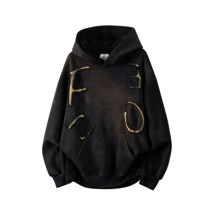 Unisex Oversize Kapuzenpullover mit handschriftlichem Grafik-Print, Kängurutasche & geripptem Saum Echoarchiv