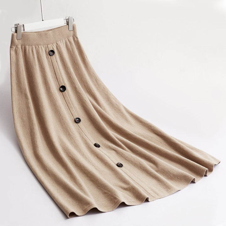 Damen Langer Faltenrock mit Knopfdetails Echo Archiv