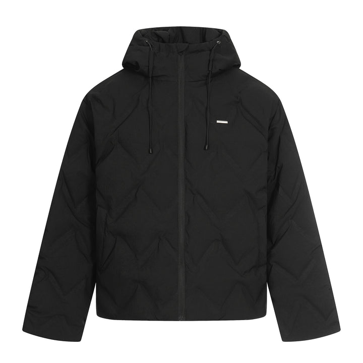 Damen Kurz geschnittene wattierte Kapuzenjacke mit reflektierender Chevron-Steppung Echoarchiv