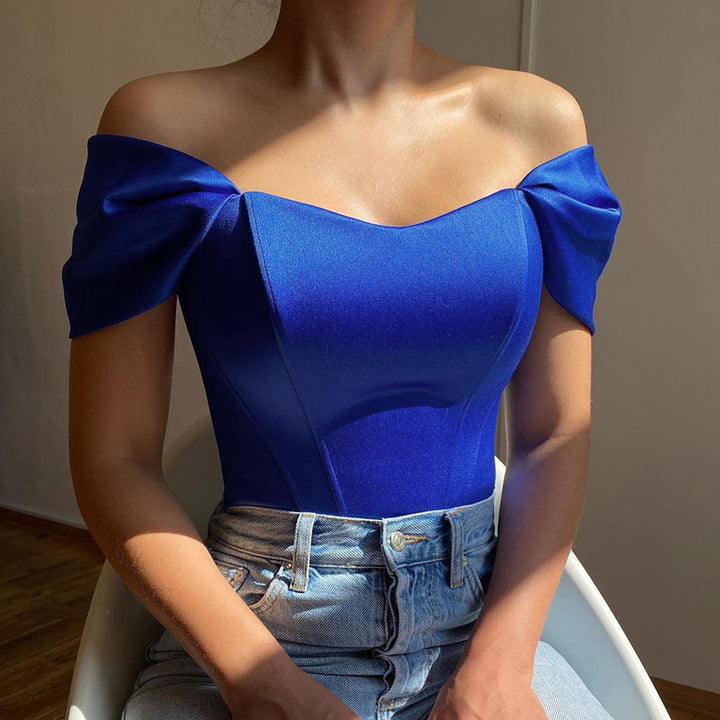 Damen elegantes Satin-Bustier mit Schulterdetails Echo Archiv