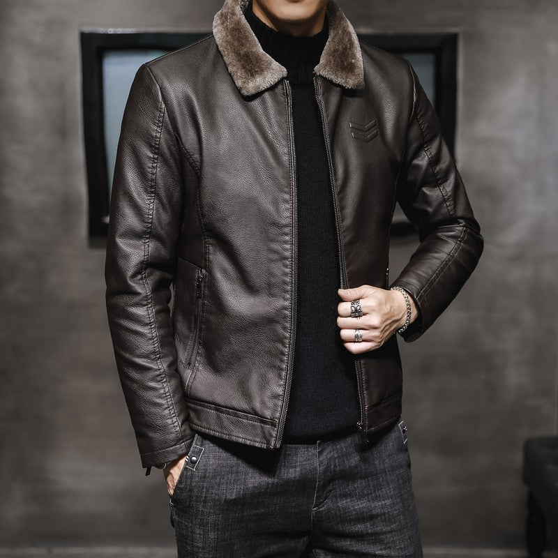 Herren Lederoptik-Pilotenblouson mit Teddykragen und Reißverschluss – Valtoré
