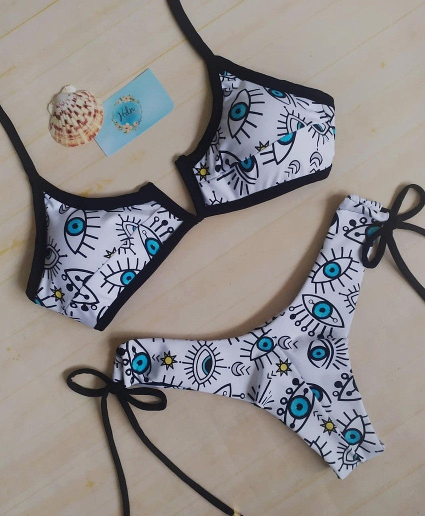 Damen Triangel-Bikini-Set mit einzigartigem Augenmuster Echo Archiv