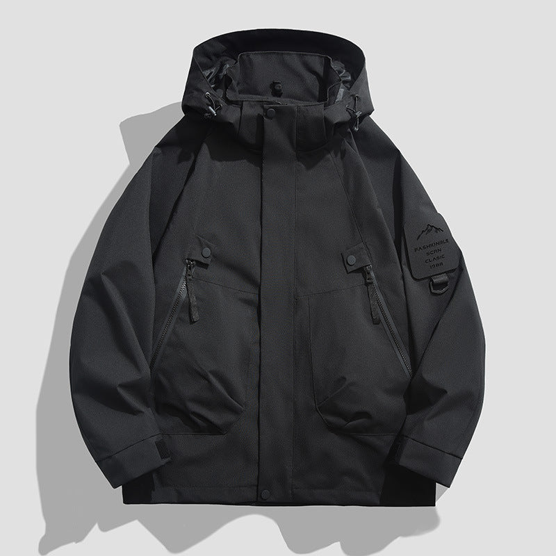 Herren Wasserdichte Utility-Softshelljacke mit Kapuze, schräge Reißverschlusstaschen & verstellbaren Ärmelriegeln Echo Archiv