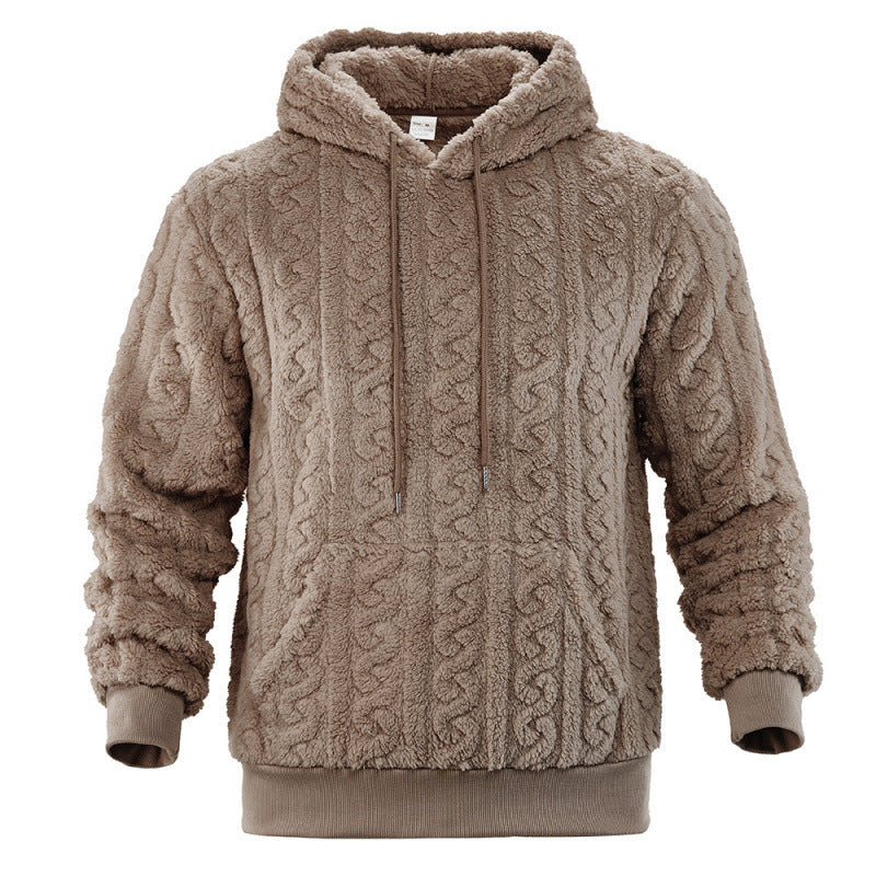 Unisex Kuscheliger Teddy-Hoodie mit Zopfstrick-Optik und Kängurutasche Echo Archiv