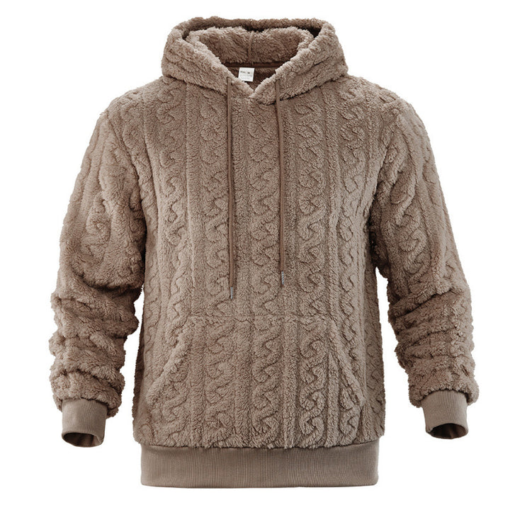 Unisex Kuscheliger Teddy-Hoodie mit Zopfstrick-Optik und Kängurutasche Echo Archiv