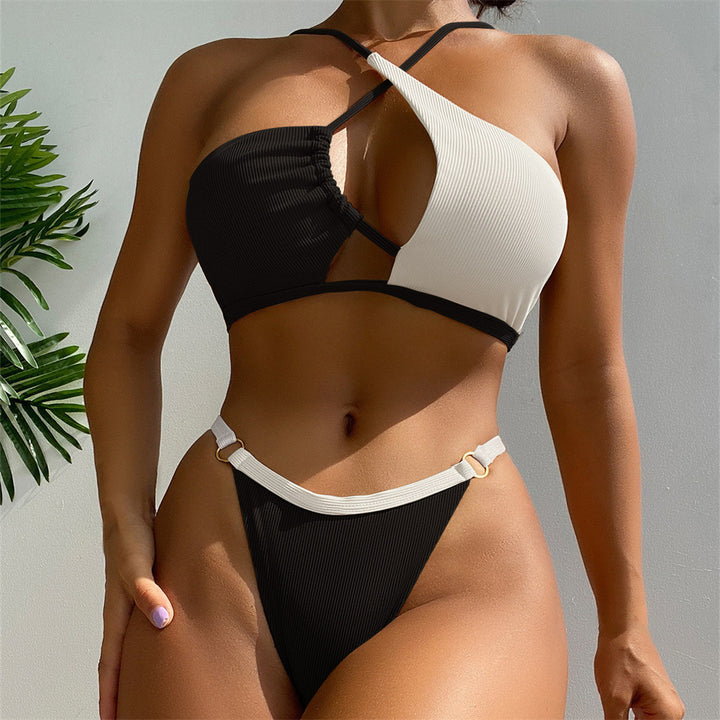 Damen Bikini-Set mit asymmetrischem Oberteil und hohem Beinausschnitt Echo Archiv