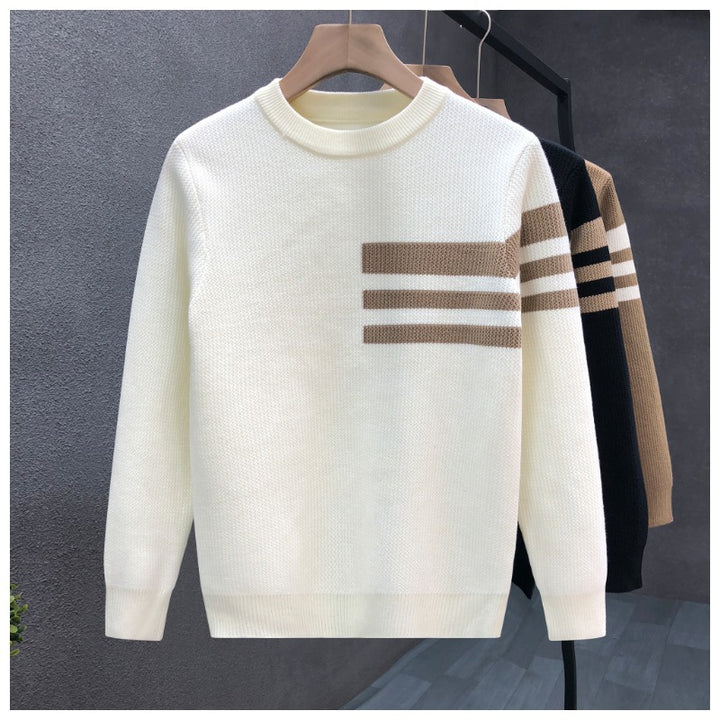 Herren modischer Strickpullover mit sportlichen Streifen Echoarchiv