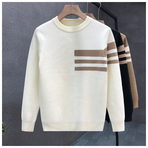 Herren modischer Strickpullover mit sportlichen Streifen Echoarchiv
