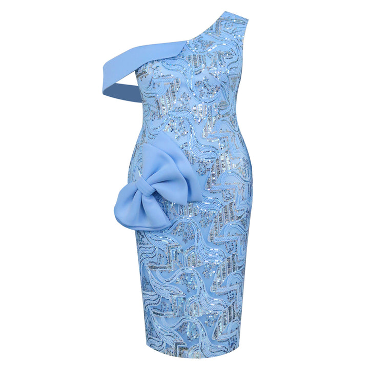 Damen Abendkleid mit asymmetrischem Schnitt und funkelnden Applikationen Echo Archiv