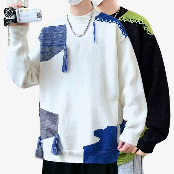 Herren Lässiger Grobstrickpullover mit kreativem Muster Echo Archiv