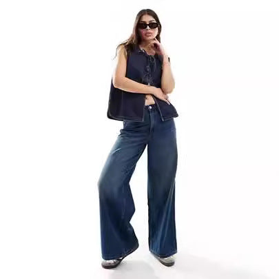 Damen Denim Bustier-Weste mit Schnürung Echo Archiv