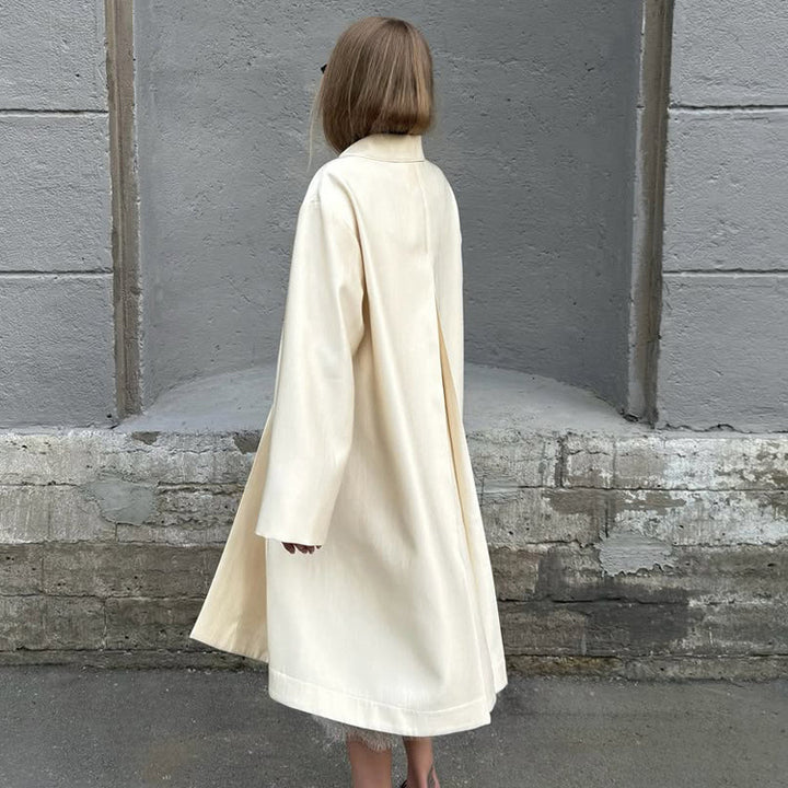 Damen Leichter Satin‑Optik Longcoat mit kastiger Oversize‑Silhouette Echoarchiv