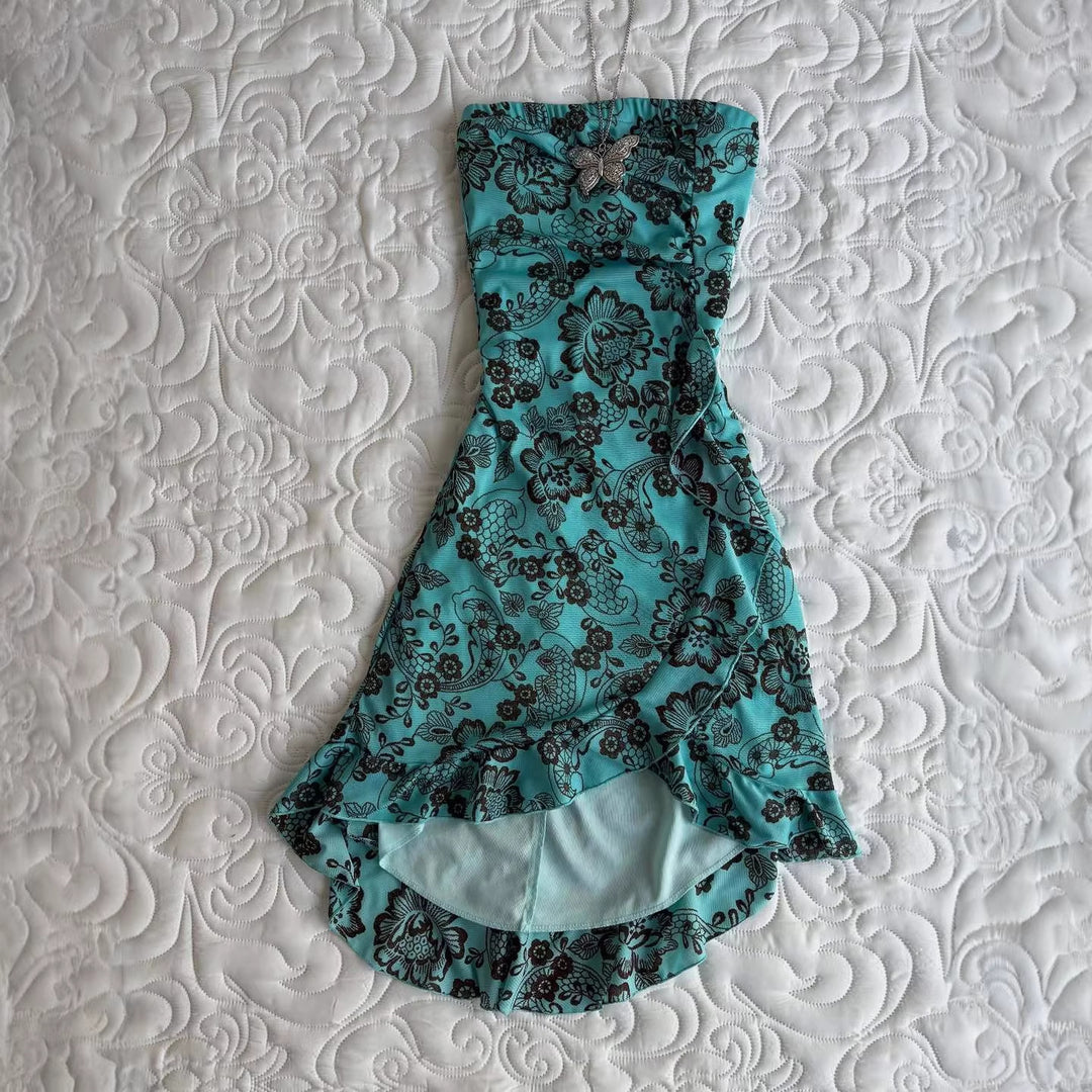Damen Elegantes bodenlanges Kleid mit floralen Mustern Echo Archiv