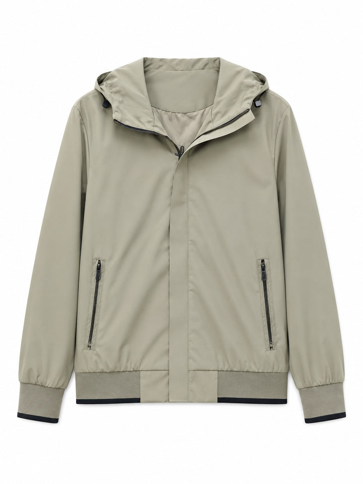 Herren Kapuzen-Blouson Leichter Windbreaker mit geripptem Saum und verdeckter Reißverschlussleiste Echo Archiv