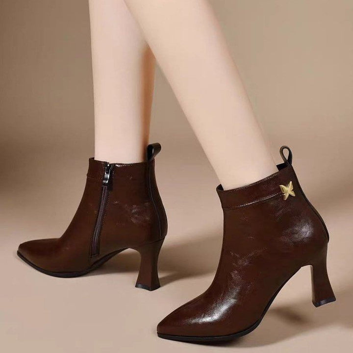 Damen Elegante Stiefeletten mit hohem Absatz und Reißverschluss Echo Archiv