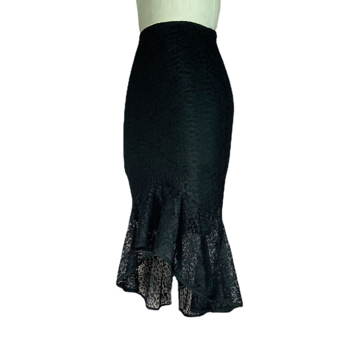 Damen eleganter Wickelrock mit filigranem Spitzenbesatz Echo Archiv