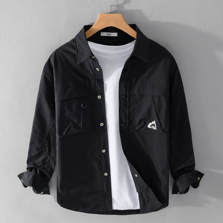 Herren Utility-Overshirt im Field-Stil mit Druckknopf-Leiste und Doppelbrusttaschen Echoarchiv