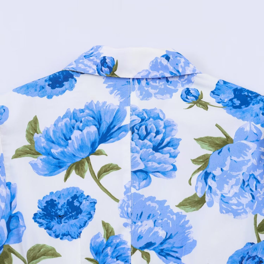 Damenbluse mit floralen Muster und eleganten Puffärmeln Echo Archiv