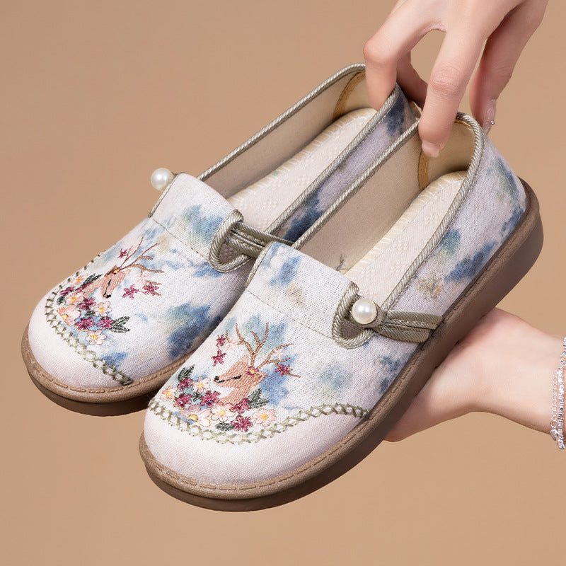 Damen nan bestickte Slipper mit Perlendetail, atmungsaktivem Textiloberteil und stoßdämpfender Komfortsohle Echo Archiv