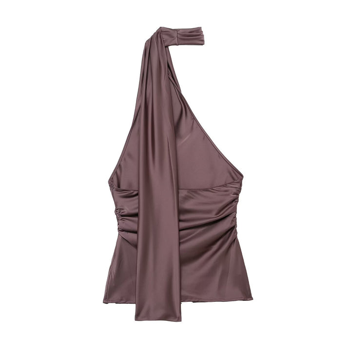 Damen asymmetrisches Top mit elegantem Halsschleifen-Design und Raffungen Echo Archiv