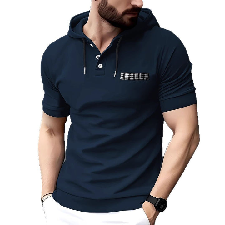 Herren Kurzarm-Hoodie Poloshirt mit modischen Akzenten Echoarchiv