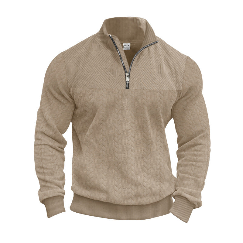 Herren stylischer Strickpullover mit hohem Kragen und modischem Zipper Echoarchiv