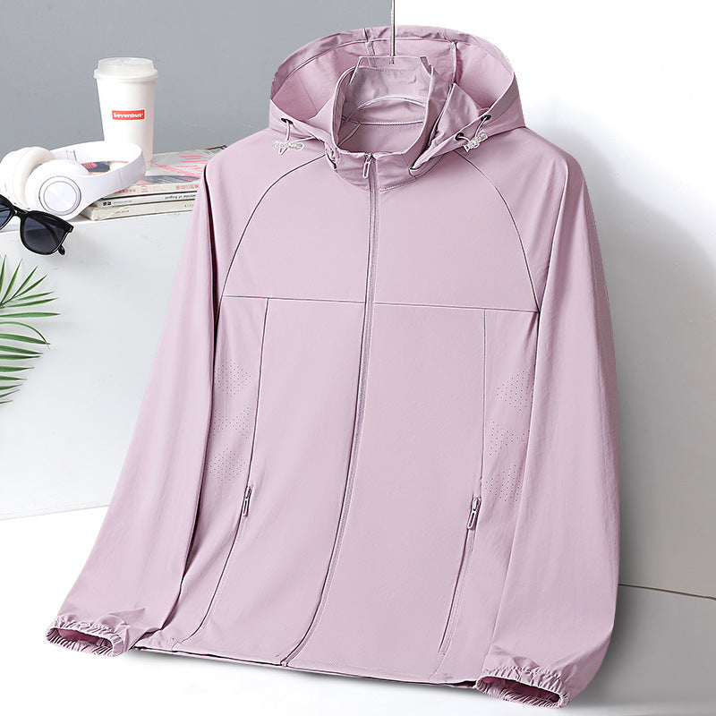 Damen Ultraleichte UV‑Schutz Windjacke mit Kapuze und Belüftungsperforation Echoarchiv