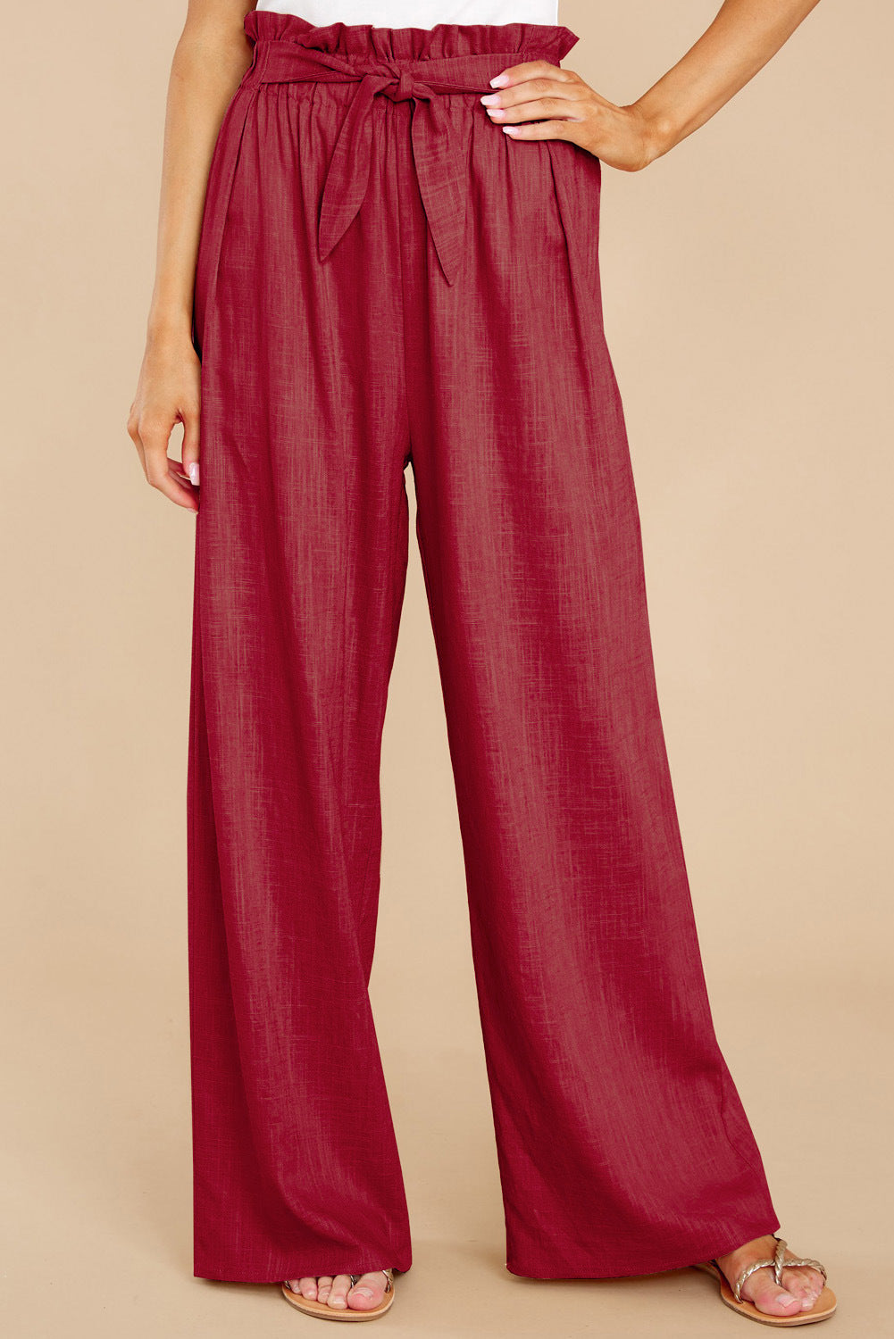 Damen nan Leinenhose mit Paperbag-Bund und weitem Bein Echo Archiv
