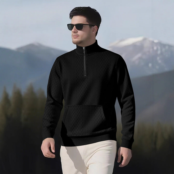Herren modischer Fleece-Pullover mit hohem Kragen und Reißverschluss Echoarchiv