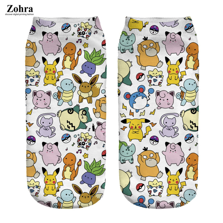 Unisex Niedrige Ankle-Socken mit Cartoon-Monster-Gesicht und weichem Baumwollmix – Norré
