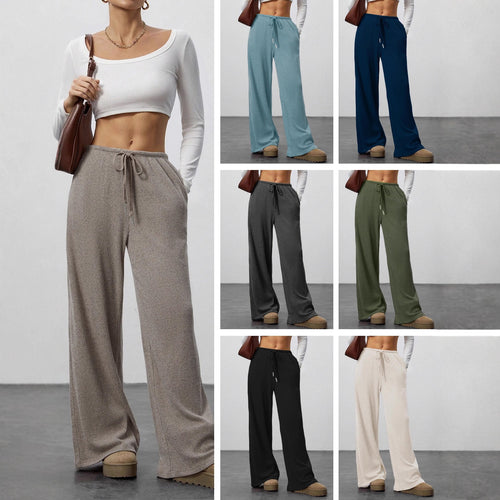 Damen Weit geschnittene Relax-Hose aus elastischem Strickmaterial mit Kordelzug Echo Archiv