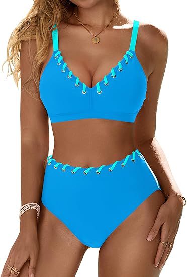 Damen Hochgeschnittener Bikini mit Schnürdetails Echo Archiv