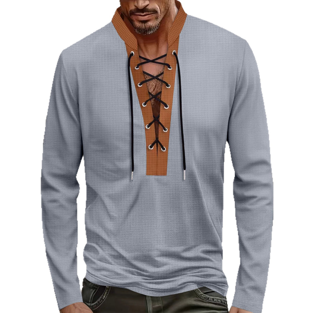 Herren Langarmshirt mit modernem Schnürdesign Echoarchiv