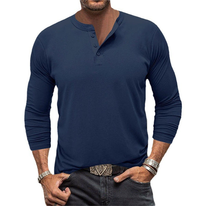 Herren Langarm-Henley-Shirt aus atmungsaktiver Baumwollmischung Echoarchiv