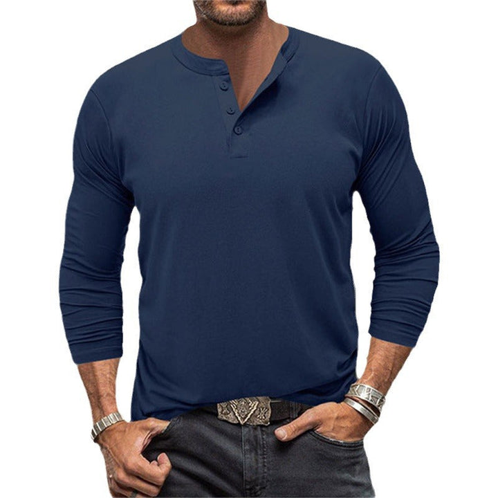 Herren Langarm-Henley-Shirt aus atmungsaktiver Baumwollmischung Echoarchiv