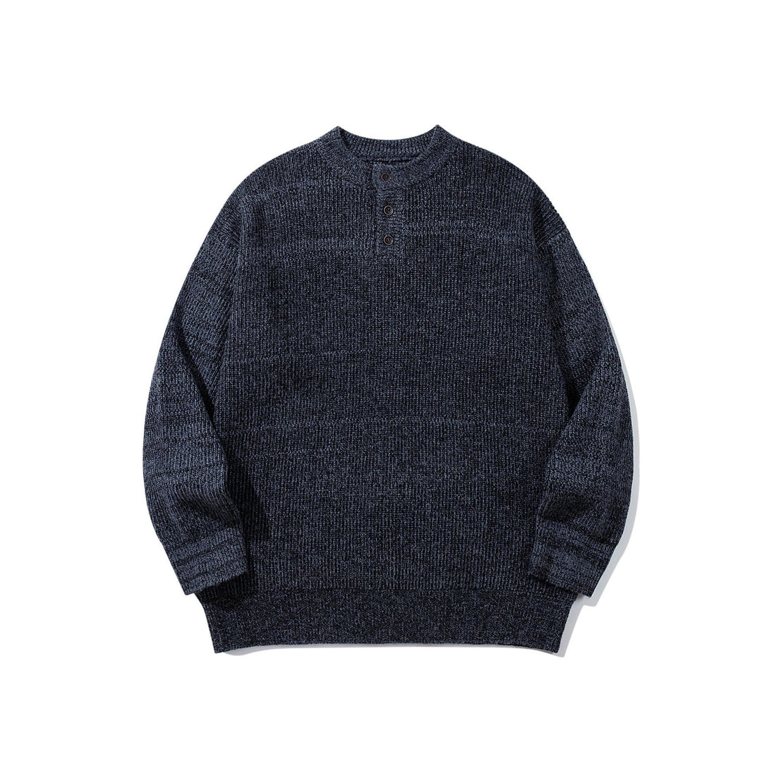 Herren Grobstrick-Henleypullover mit halber Knopfleiste und Rippbündchen Echoarchiv