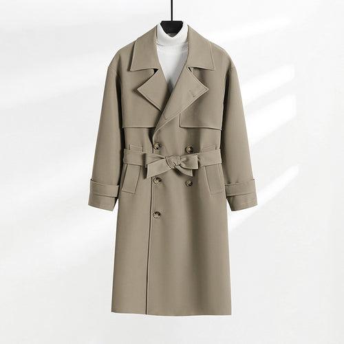 Damen taillierter Doppelreiher-Trenchcoat mit Bindegürtel und Schalkragen Echoarchiv
