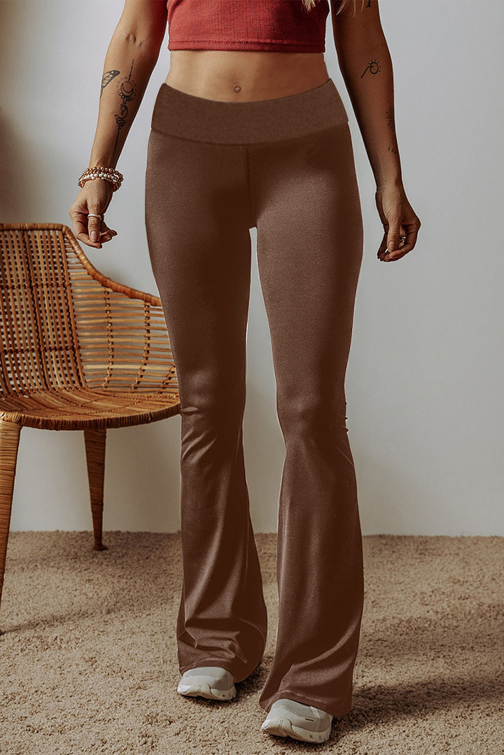 Damen High-Waist Flare-Hosen aus Stretch-Jersey mit weitem Schlag Echoarchiv
