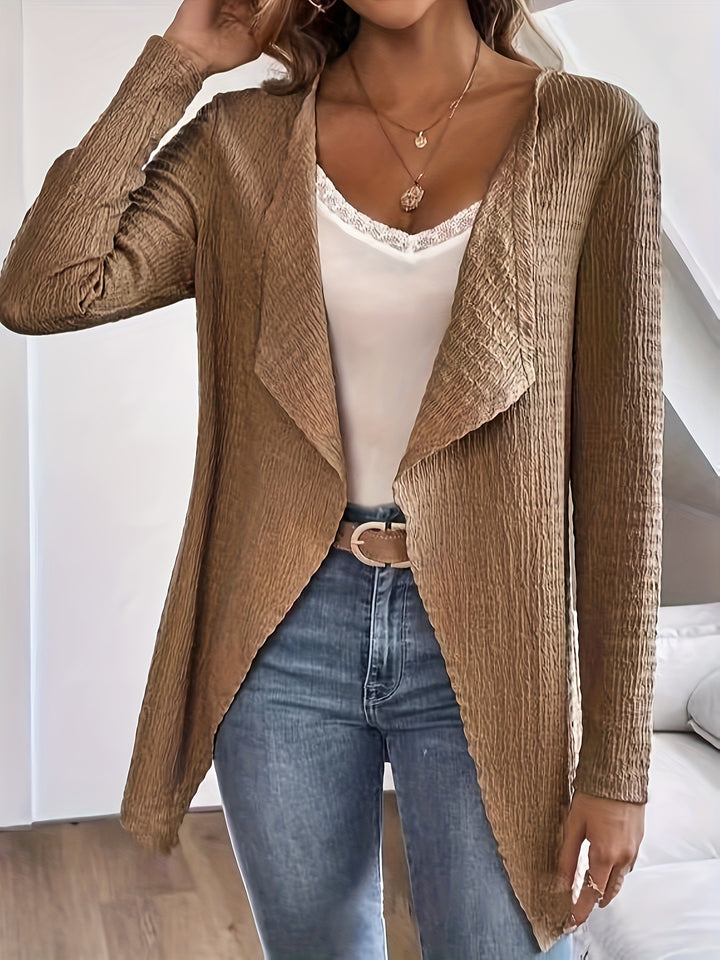 Damen Wasserfall-Blazer aus Crinkle-Struktur, leicht und offen Echoarchiv