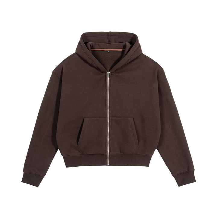 Unisex Kurz geschnittener Kapuzenpullover mit durchgehendem Reißverschluss Echo Archiv
