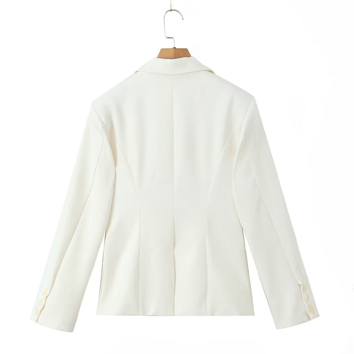 Damen taillierter Einreihiger Blazer mit Wiener Nähten, Pattentaschen und dekorativen Knöpfen – Valéne
