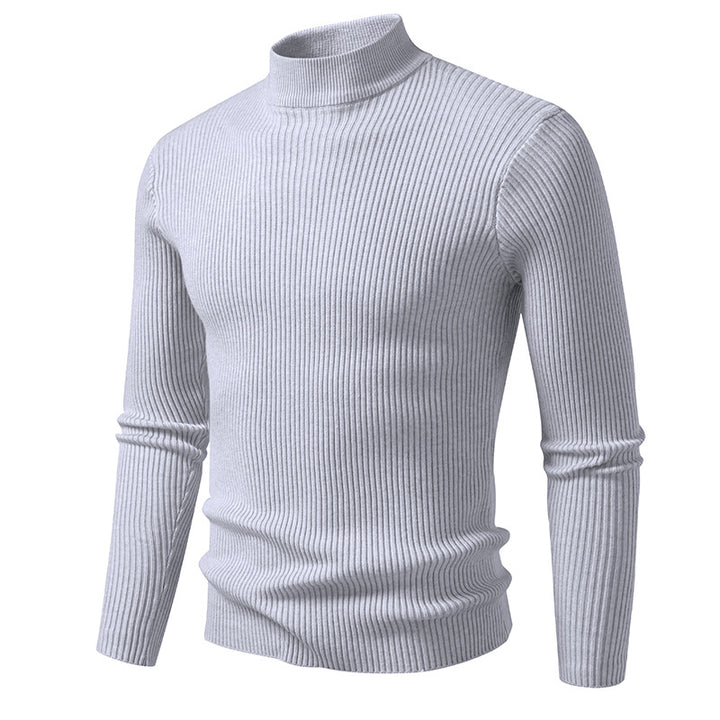 Herren Rippstrick-Mockneck-Pullover schmaler Schnitt thermischer Feinstrick Echo Archiv