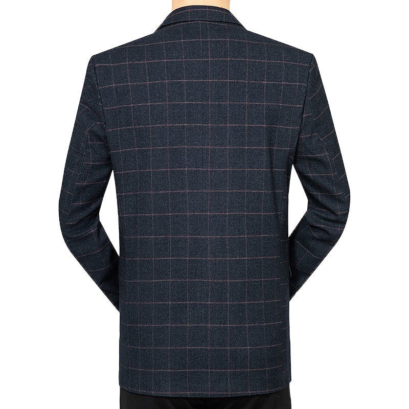 Herren Kariertes Slim-Fit City-Blazer mit Fensterkaro und Pattentaschen – Tianoro