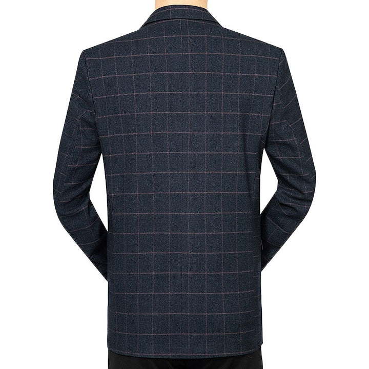 Herren Kariertes Slim-Fit City-Blazer mit Fensterkaro und Pattentaschen – Tianoro