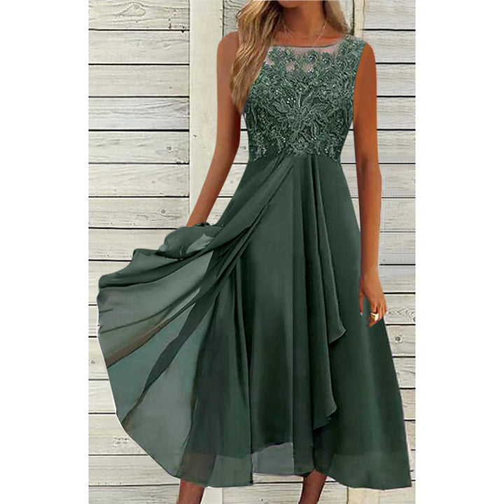 Damen elegante Cocktailkleid mit kunstvollen Spitzenakzenten Echoarchiv