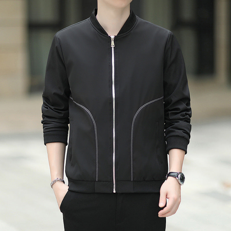 Herren leichter Nylon-Bomber mit minimalistischem Design und gerippten Bündchen Echoarchiv